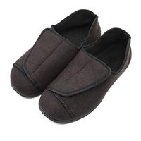 MediFeet Mens Extra Wide Width Diabetic Slippers Edema Shoes with Adjustable Closures for Swollen Feet Elderly Men Seniors Brown