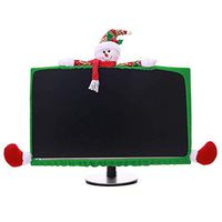 Chris.W Snow Man Computer Monitor Dust Cover Christmas Decoration for 19" - 27" Screen, Dustproof TV Screen Protector