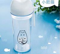 caomei Little Fat cat Cute Water Bottle eco-Friendly Healthy Plastic Water Bottle School Water Bottle 350 ml