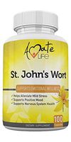 St Johns Wort Stress Anxiety Relief Mood Support Supplement Serotonin Boost Mental Focus and Mood Stabilizer for Women & Men-100 Capsules by Amate Life