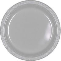 Round Plastic Plates | 20ct (9 inch, Silver Sparkle)