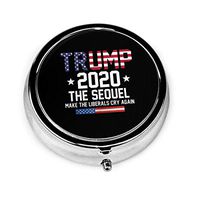 ZhangJie Trump 2020 CustomRound Pill Box 2 Inches Medicine Tablet Portable Vitamin Pill Pocket Purse-Compact 3 Compartment