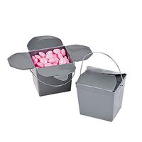 Fun Express - Plastic Silver Take Out Boxes (dz) for Wedding - Party Supplies - Containers & Boxes - Plastic Containers - Wedding - 12 Pieces