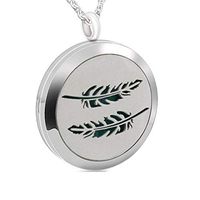 chaomingzhen Essential Oil Necklace Fragrance Aromatherapy Diffuser Refill Pads Feather Photo Locket Pendant 19" Chain