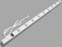 3' 9 Outlet Metal Power Strip, White