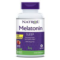 Natrol Melatonin Fast Dissolve Tablets, Helps You Fall Asleep Faster, Stay Asleep Longer, Easy to Take, Dissolves in Mouth, Faster Absorption, Maximum Strength, Strawberry Flavor, 3mg, 200 Count
