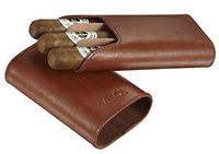 Visol Cuero Top Grain Tan Leather 3-Finger Cigar Case with Cedar Lining