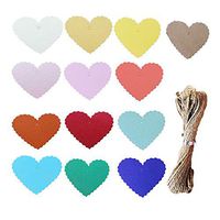 125 pcs 13 Colors Heart-Shaped Kraft Paper Gift Wrap Tags Valentine's Day Gift Tag with Holes Christmas Present Tags Hang Label Package DIY Blank Card Tags with 10M Natural Twine