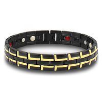 PINGMAI Bracelet Titanium Alloy Four-in-one Magnet Bracelet relieves Pain 21cm ×1.2cm Black + Gold