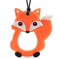 Sensory Chew Necklace for Boys and Girls - Chewable Silicone Pendant for Teething, Autism, Biting, ADHD, SPD, Oral Motor Aids for Kids, Chewy Toy Jewelry  - Cute Fox Biting Necklace