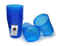 Rolling Sands 16 Ounce Reusable Plastic Stadium Cups Translucent Blue, 8 Pack, Made in USA, BPA-Free Dishwasher Safe Plastic Tumblers