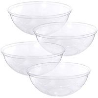 Plasticpro Disposable Round Serving Bowls, Party Snack or Salad Bowl, Plastic Crystal Clear Pack of 4 (X Large Bowls, 8)