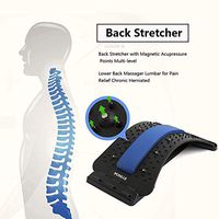 Lower Back Stretcher with Magnetic Acupressure Points Multi-Level Back Massager Lumbar for Pain Relief Chronic Herniated Disc Sciatica Scoliosis Spinal Back Stretcher for Relieve Back Pain Dark Blue