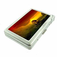 Cigarette Case with Built in Lighter Rasta Jamaica Colors S1 Smoking King Size Cigarettes Silver Metal Wallet 4" X 2.75" RFID Protection Reggae