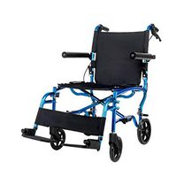 XRX Folding Wheelchair Lightweight Portable Transport Chair with Hand Brakes Solid Tires Comfortable Armrest 16x17 Seat Heavy Duty 220lbs Swing Away Foot Rrests for Men and Women (Blue)