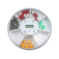 BOLLAER Portable 7 compartments Alarm Clock Pill Dispenser Alarm Clock Pill Dispenser Pill Box Electronic Medication Reminder