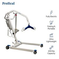 ProHeal Portable Patient Lift - Compact Folding Full Body Patient Transfer Lifter for Home Use and Facilities - Low Bed and Chair Lifting, 400 Pound Weight Capacity, 2 Point Spreader Bar