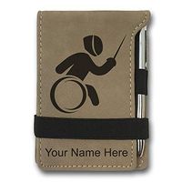 Mini Notepad, Wheelchair Fencing, Personalized Engraving Included (Light Brown)