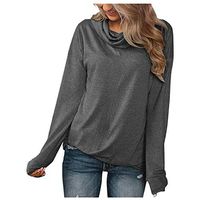 Alangbudu Women Turtleneck Long Sleeve Loose Fit Top Casual Pullover Blouse Sweatshirt Baggy Tunic Soft Shirt f Leggings Dark Gray