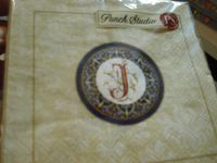 Punch Studio Monogram Beverage Napkin "J"