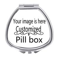 Cecillia Customize Personalized Piil Box Case Decorative Boxes Rectangular Pill Box Medicine Tablet Holder Wallet Organizer Case for Pocket or Purse (Silver Fan)
