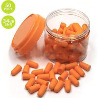 Emoly 50 Pairs Foam Ear Plugs, Premium Ear Plugs Noise Reduction - 34dB SNR Super Soft Foam Ear Plugs Noise Reduction Hearing Protector for Sleeping, Snoring, Travel, Shooting and Work (Orange)