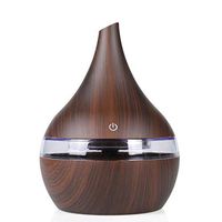 EORBIW Essential Oil Diffuser, 300ml Wood Grain Aromatherapy Diffuser Cool Mist Humidifier with Color LED Lights Changing for Bedroom Office Home Baby Room Yoga (Brown)