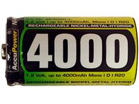 12 x D AccuPower NiMH Batteries (4000 mAh)