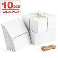 ValBox Premium Gift Boxes 10 Pack 8 x 8 x 4 White Paper Gift Boxes with 20 Meters Hemp Rope for Christmas Gifts, Bridesmaid Proposal Boxes, Easy Assemble Boxes