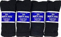 Creswell Diabetic Socks, 1 Dozen Pairs, Crew Length, Size 13-15 X-Large, Black