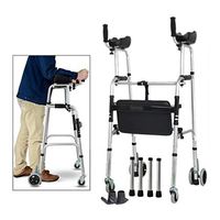 Walkers Elderly Adjustable Aluminum Alloy Rehabilitation Crutch Elderly Armrests Bathroom Chair Walking Rehabilitation Equipment (Color : Silver, Size : D)