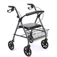 Walkers Shopping Basket Aluminum Alloy Double Armrest Folding Belt Wheel Elderly Disabled Walking Auxiliary Four-Legged Stick 67cm60cm87cm MUMUJIN