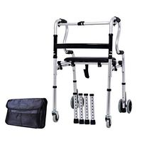 Stand-Assist Folding Walker with Detachable Seat Medical Walker with Wheels Adjustable Height and Detachable Legs Aluminum Rollator Walkers for Seniors,Black