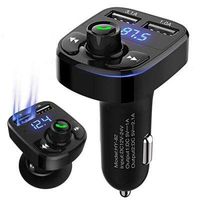 iKzan - Bluetooth FM Transmitter for Car, Audio Adapter and Receiver, Hands-Free Calling, MP3 Car Charger with 2 USB Ports and Support U Disk TF Card