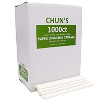 White Paper Straws Bulk 100% Biodegradable -1000 Count, 7.75 inch, for Christmas, Wedding, Cocktail, Milk, Smoothies, Juices, Party and Drinks by CHUN'S Store