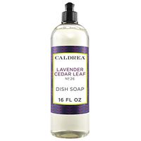 Caldrea Dish Soap, Biodegradable Dishwashing Liquid made with Soap Bark and Aloe Vera, Lavendar Cedar Leaf Scent, 16 oz