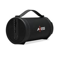 AXESS SPBT1033-BK Portable Bluetooth Indoor/Outdoor 2.1 Hi-Fi Cylinder Loud Speaker with Built-in 4" Sub and FM Radio SD Card AUX Inputs Black