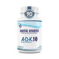 Coastal Vitamin ADK Super 10 Double Strength 10,000 iu Vitamins A, D3 and K2 Bone Health and Calcium Gluten Free , Non-GMO and Organic Ingredients ,Physician Formulated