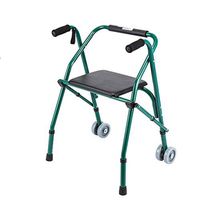 Walkers SXD Elderly Folding with Seat Plate, Elderly Aluminum Four-Legged Cane, Stroke Rehabilitation (Green)