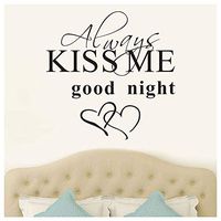 Wall Sticker, Always Kiss Me Good Night, Quotes Decals Murals Wall Decoration Art DIY Romovable Easy Peel Vinyl Decal TV Background Kids Gilr's Adults Bedroom Living Room Family Home Decor (Black)