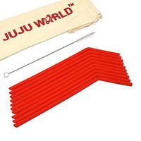 10 RED TUMBLERS Straws - Reusable Silicone Straws for 30 and 20 oz Yeti - Flexible Easy to Clean + Extra Long Brush - BPA Free, No Rubber Taste Drinking