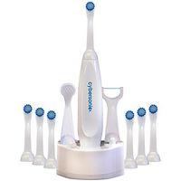 Cybersonic Classic Electric Toothbrush, Rechargable Power Toothbrush with Complete Dental Care Kit including Tongue Scraper and Floss Heads + 6 Replacement Brush Heads
