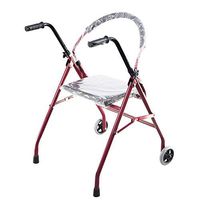 Yadianna Folding Walker with Wheels with Seat Double Armrests Old Walker Tripod 65×63×77(87) cm Non-Slip Walking Stick with Hospital