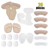 Heel Cushion Inserts Shoe Liner High Heel Grips Pads Metatarsal Pads Ball of Foot Cushions Shoe Blister Pads Self-Adhesive Shoe Insoles Foot Care Protector 20Pieces