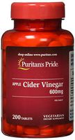 Puritans Pride Apple Cider Vinegar 600 mg Tablets, 200 Count