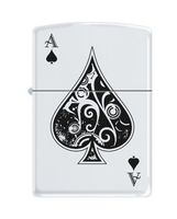 Zippo "Ace of Spades" White Matte Lighter, 9131