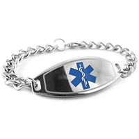 My Identity Doctor - Custom Engraved Medical ID Bracelet, 5mm 316L Steel Teen, Adult Medium - Blue - Wrist Size 7 Inch