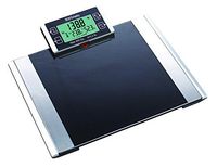440 lb Capacity Digital Body Fat and Hydration Monitor Bathroom Scale with Extra Wide Tempered Glass Surface and Detachable Display BFS308
