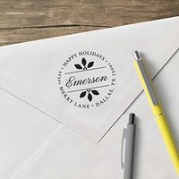 World’s Favorite Custom Address Stamp – Three Designing Women, Happy Holidays Emerson Custom Address Stamp (CS3514) (Device and Design)