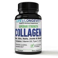 Effective! Fast-Acting! Collagen Type 1, 2 & 3 with Vitamin D3 Hair, Skin, Nails, Joints & Bones Support - Promotes Youthful, hydrated Skin
